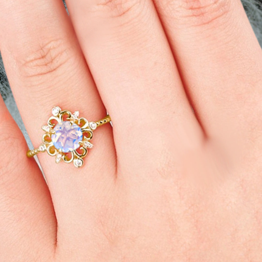 Bague de fiançailles vintage en forme de poire avec aigue-marine, ensemble de bagues de mariage uniques, cadeau d'anniversaire