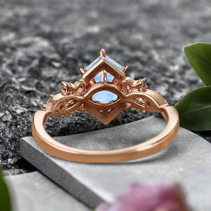 Art Deco Labradorite Engagement Ring Hexagon Cut Labradorite Bridal Ring