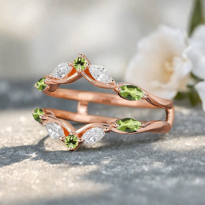 Peridot Wedding Ring Curved Enhancer Peridot Wedding Band Vintage Stacking Band Unique Promise Anniversary Gift For Her