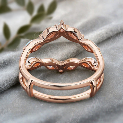 Moonstone Wedding Ring Curved Enhancer Moonstone Wedding Band Vintage Stacking Band Unique Promise Anniversary Gift For Her