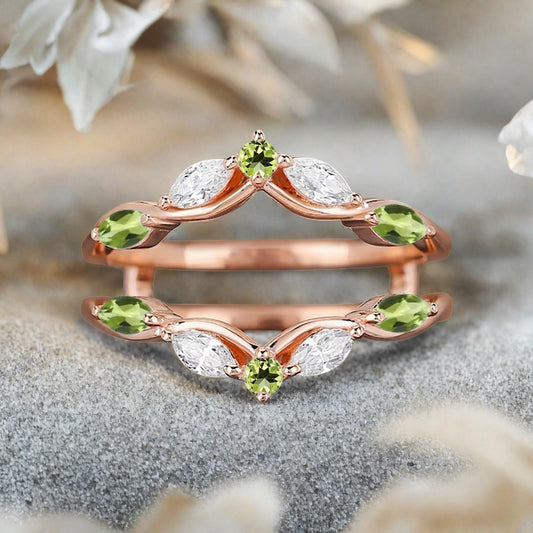 Peridot Wedding Ring Curved Enhancer Peridot Wedding Band Vintage Stacking Band Unique Promise Anniversary Gift For Her