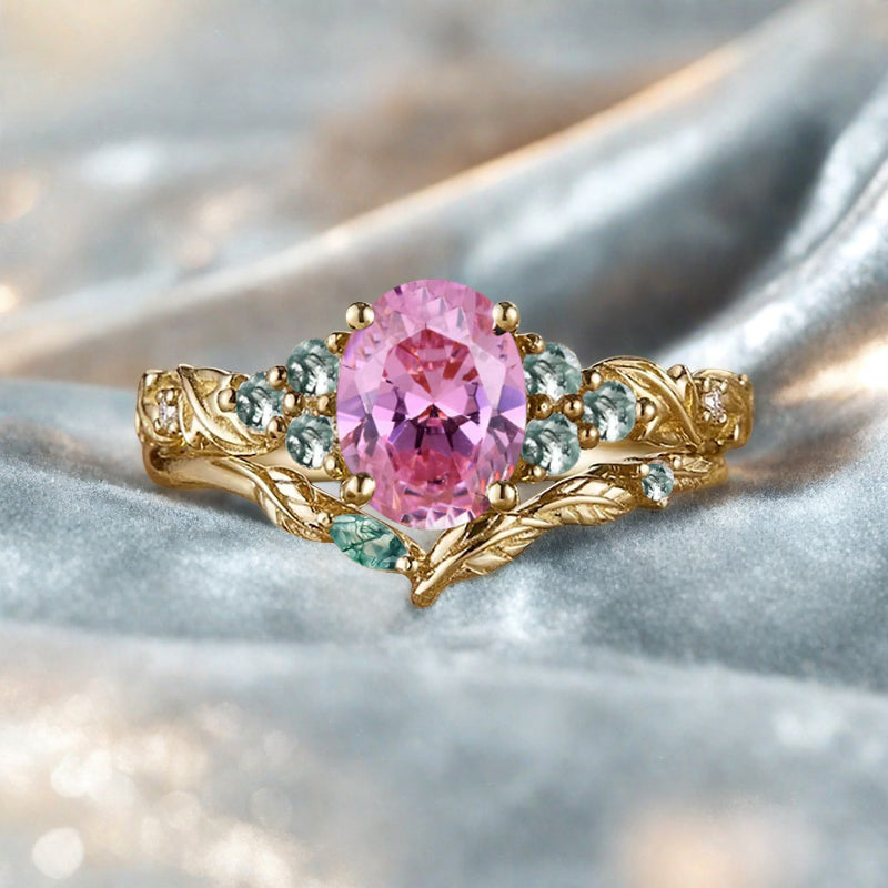 Vintage Birnenform Aquamarin Verlobungsring Set Unikat Versprechen Brautring Set Jubiläumsgeschenk