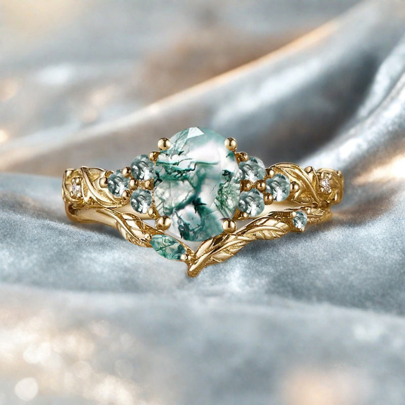 Vintage Birnenform Aquamarin Verlobungsring Set Unikat Versprechen Brautring Set Jubiläumsgeschenk