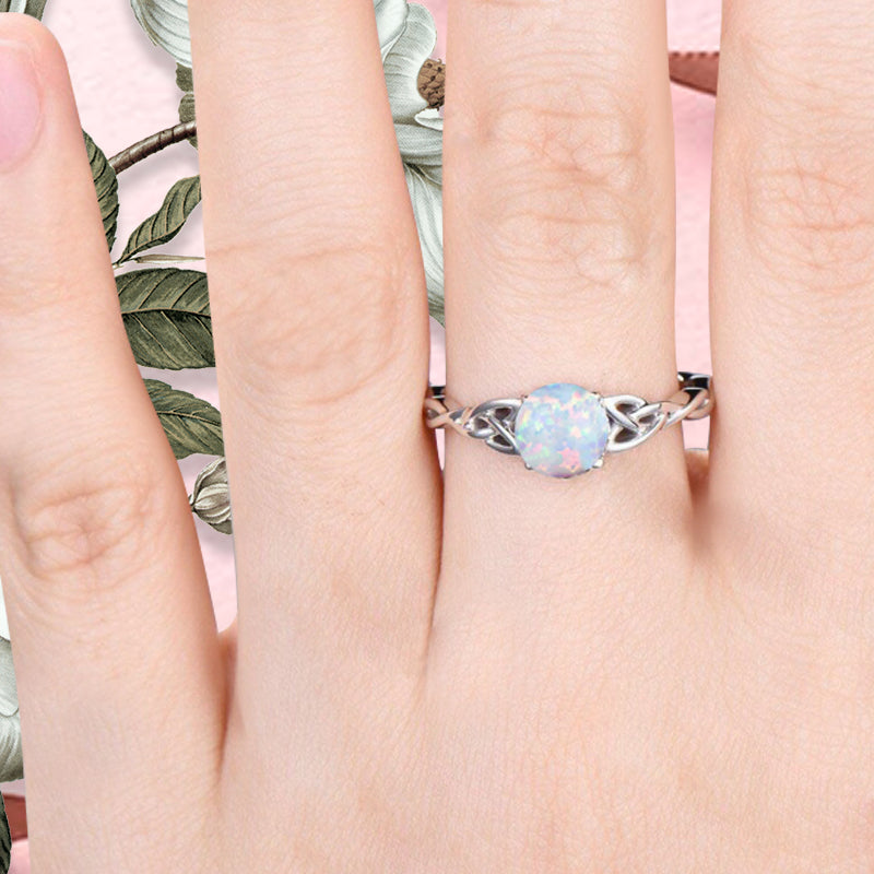 Bague de fiançailles vintage ovale en pierre de lune, bague de promesse unique en opale et moissanite