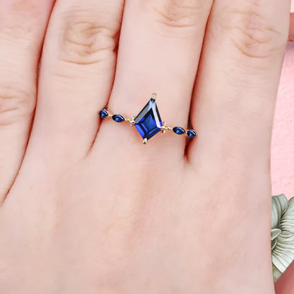 Bague de fiançailles vintage en forme de poire avec aigue-marine, ensemble de bagues de mariage uniques, cadeau d'anniversaire