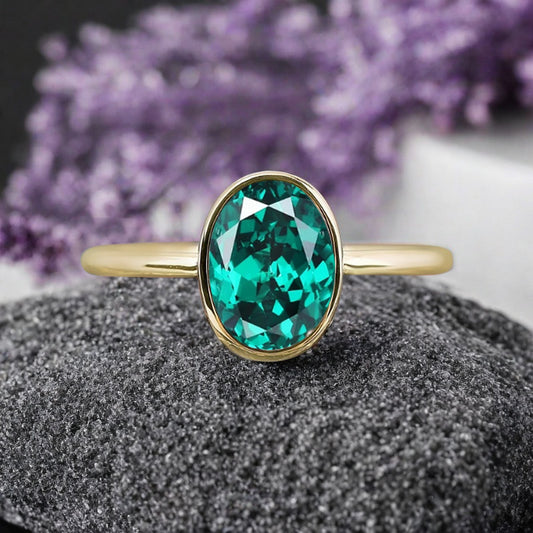 Vintage Oval Mondstein Verlobungsring Unikat Opal Moissanit Versprechensring