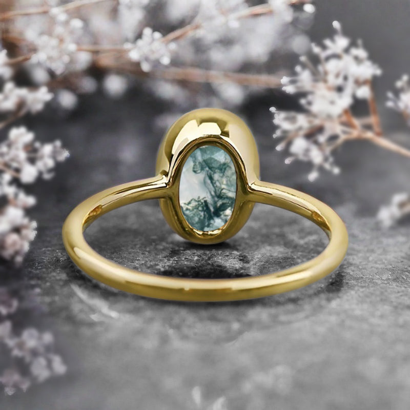 Bague de fiançailles vintage ovale en pierre de lune, bague de promesse unique en opale et moissanite