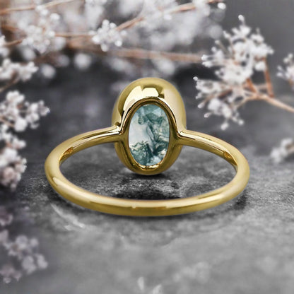 Bague de fiançailles vintage ovale en pierre de lune, bague de promesse unique en opale et moissanite