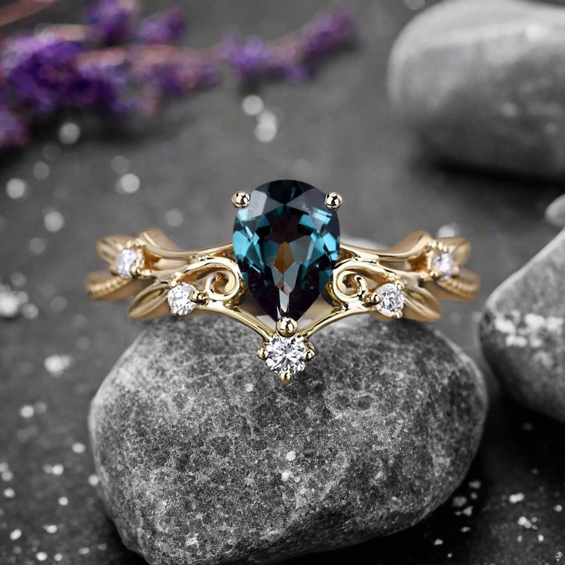 Bague de fiançailles en pierre de soleil ovale, bague de mariage unique en moissanite, cadeau pour elle
