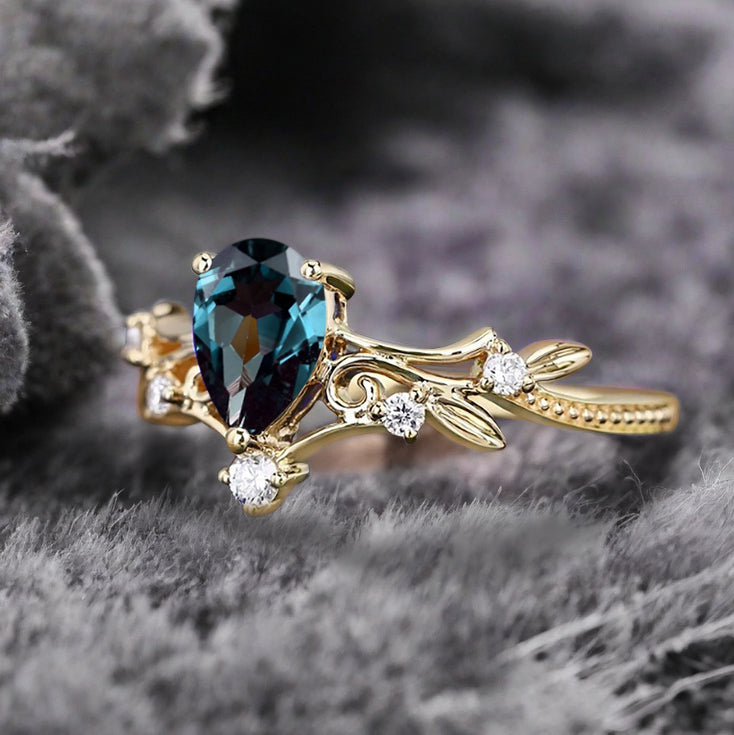 Bague de fiançailles en pierre de soleil ovale, bague de mariage unique en moissanite, cadeau pour elle