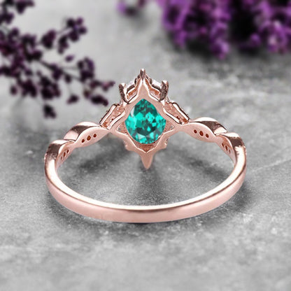 Emerald Ring Dainty Ring Oval Cut Emerald Engagement Ring Art Deco June Birthstone Ring Promise Ring Gift For Her