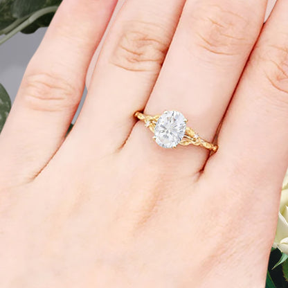 Bague de fiançailles vintage ovale en pierre de lune, bague de promesse unique en opale et moissanite
