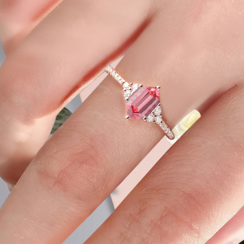 Vintage Unique Pink Sapphire Engagement Ring Solid 14K Gold Pink Sapphire Ring July Birthstone Ring Delicate Pink Sapphire Gemstone Ring Handmade Bridal Jewelry