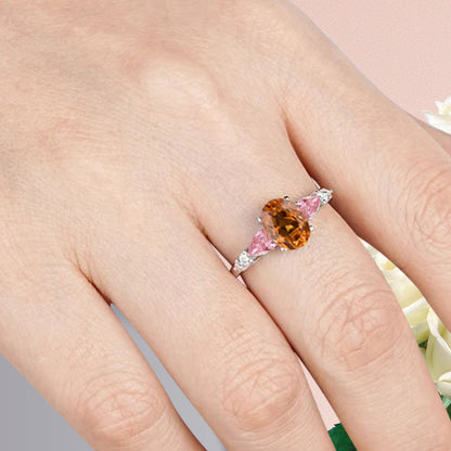 Bague de fiançailles vintage ovale en pierre de lune, bague de promesse unique en opale et moissanite