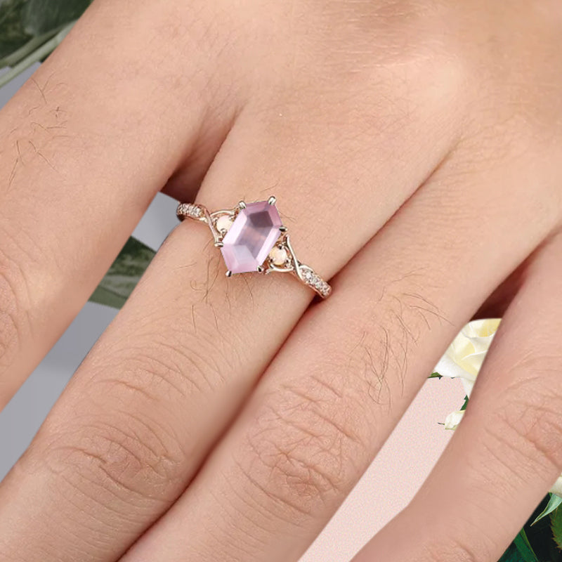 Oval geschliffener Sonnenstein Verlobungsring Unikat Sonnenstein Moissanit Ehering Geschenk für Sie