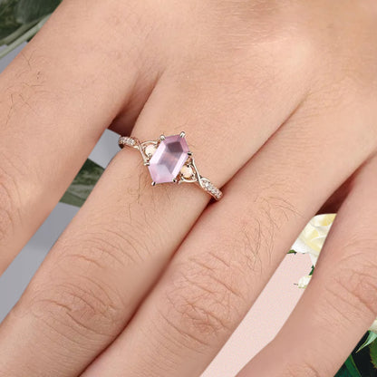 Oval geschliffener Sonnenstein Verlobungsring Unikat Sonnenstein Moissanit Ehering Geschenk für Sie