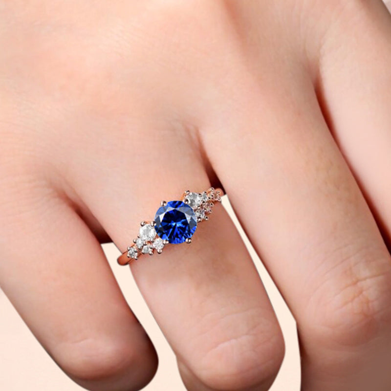 Bague de fiançailles vintage ovale en pierre de lune, bague de promesse unique en opale et moissanite