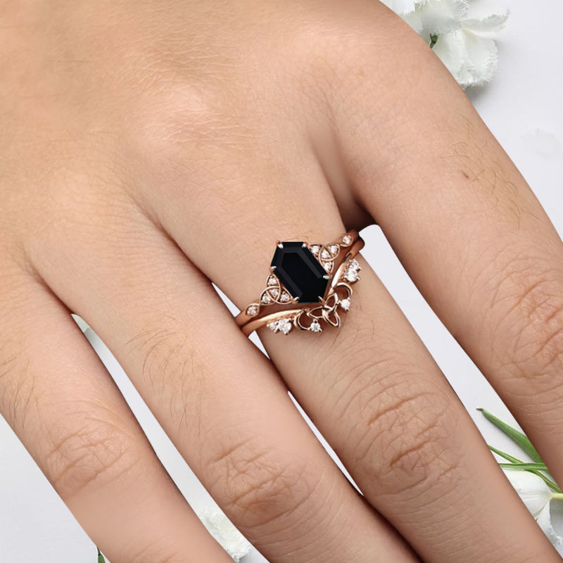 Bague de fiançailles vintage en forme de poire avec aigue-marine, ensemble de bagues de mariage uniques, cadeau d'anniversaire