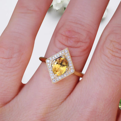 Vintage Citrine Wedding Ring Unique Oval Shape Citrine Engagement Ring Antique Moissanite Bridal Ring Promise Ring Anniversary Gift Ring