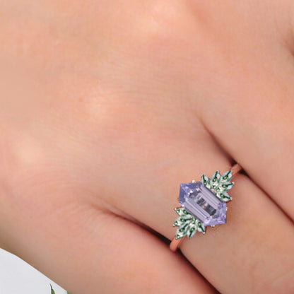 Bague de fiançailles vintage en forme de poire avec aigue-marine, ensemble de bagues de mariage uniques, cadeau d'anniversaire