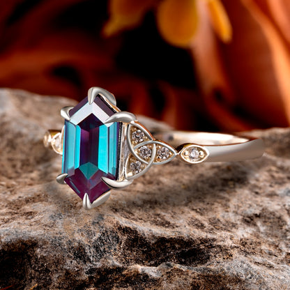 Bague de fiançailles en pierre de soleil ovale, bague de mariage unique en moissanite, cadeau pour elle