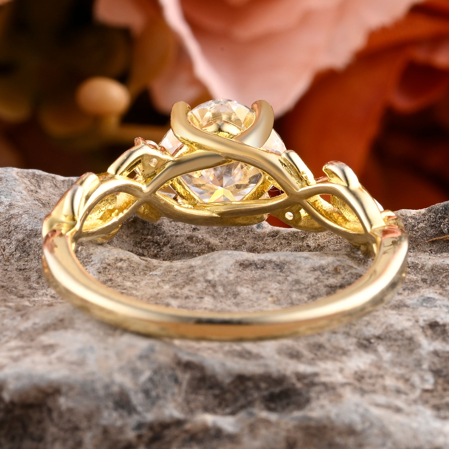 Bague de fiançailles vintage ovale en pierre de lune, bague de promesse unique en opale et moissanite