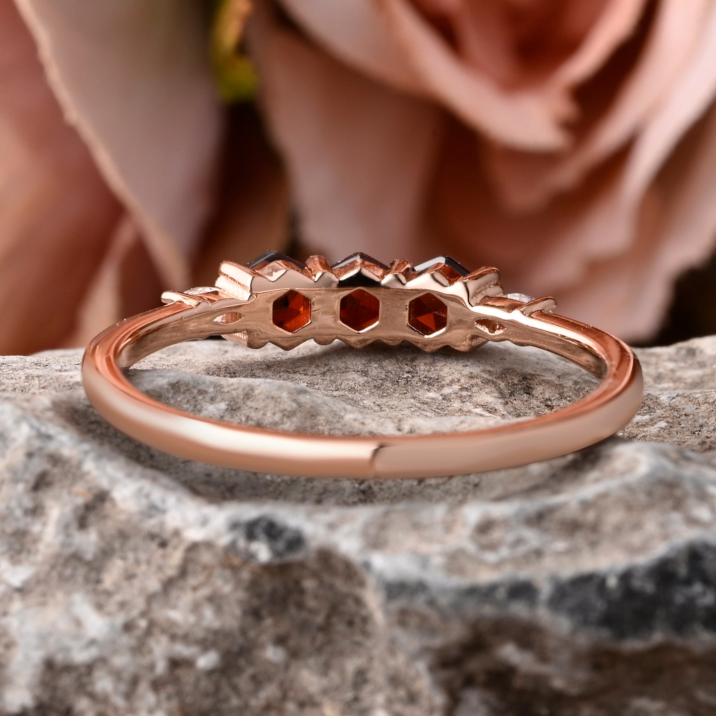 July Birthstone bridal ring Round shape red ruby wedding ring Twist design band Anniversary gifts Solid Rose gold handmade ring for women