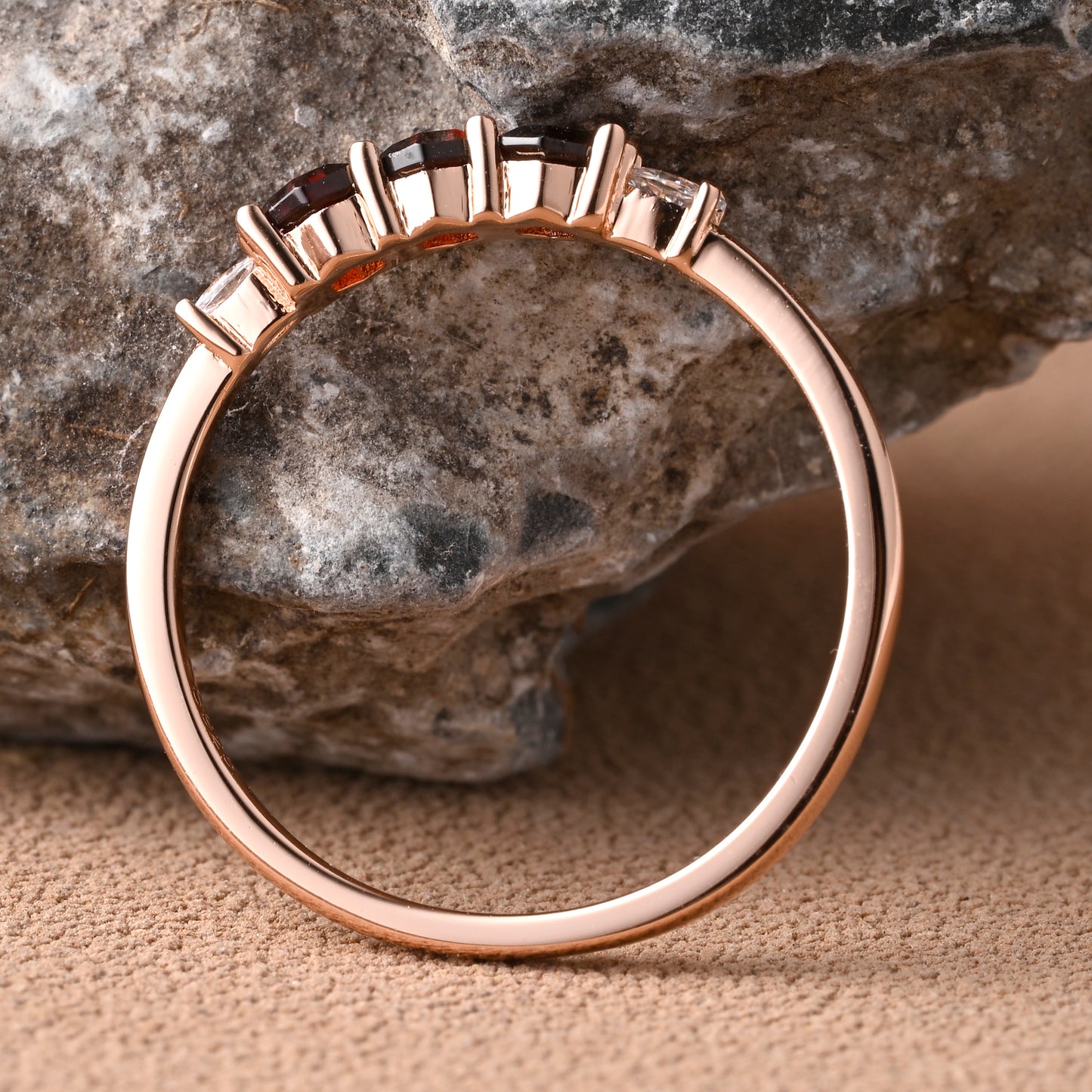 July Birthstone bridal ring Round shape red ruby wedding ring Twist design band Anniversary gifts Solid Rose gold handmade ring for women
