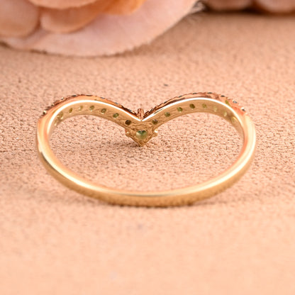 Minimalist Chevron Moss Agate Wedding Band Vintage V Shape Green Agate Stacking Ring Unique Matching Ring Promise Ring Anniversary Ring