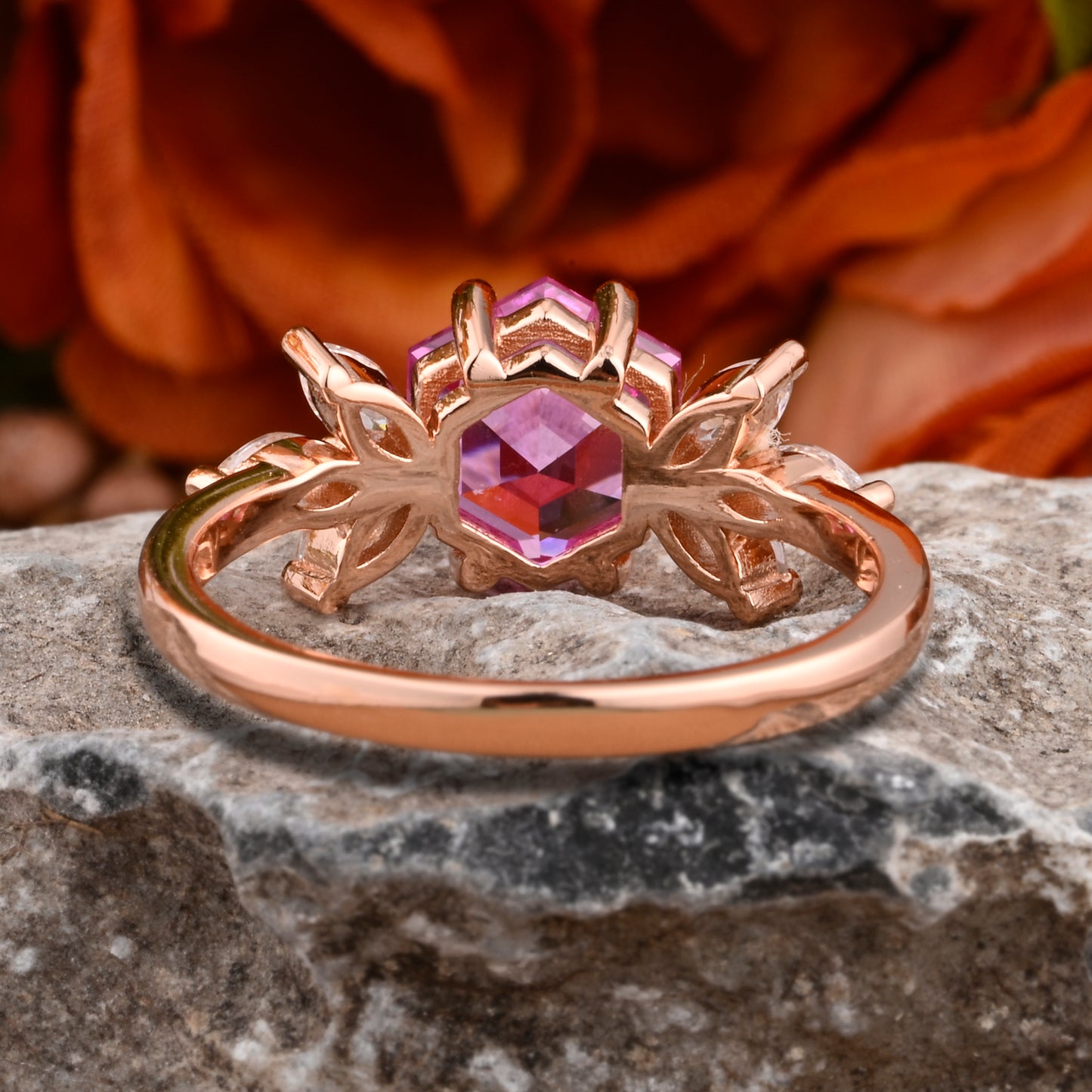 Vintage Violet Agate Wedding Ring Hexagon Cut Amethyst Engagement Ring Unique Bridal Ring Art Deco Amethyst Ring Anniversary Gift Ring