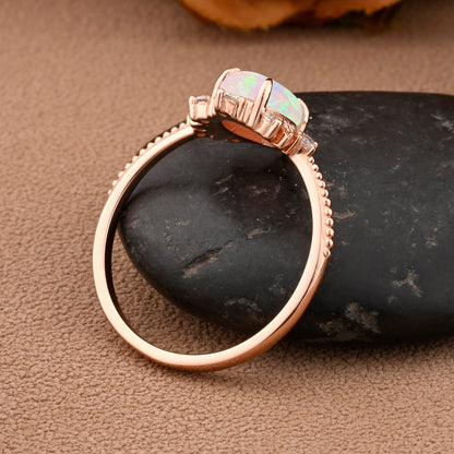 Bague de fiançailles vintage en forme de poire avec aigue-marine, ensemble de bagues de mariage uniques, cadeau d'anniversaire
