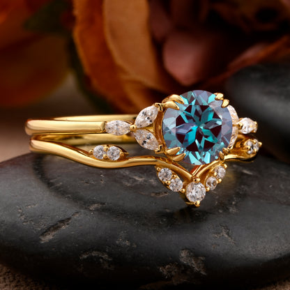 Bague de fiançailles vintage ovale en pierre de lune, bague de promesse unique en opale et moissanite