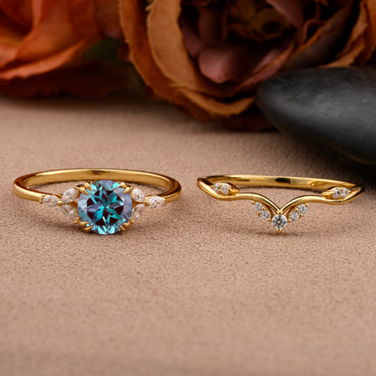Bague de fiançailles vintage ovale en pierre de lune, bague de promesse unique en opale et moissanite