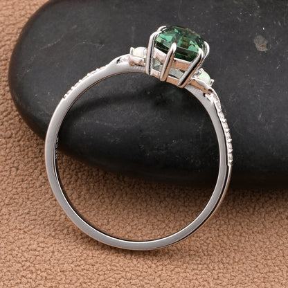 Hexagon cut tsavorite engagement ring vintage unique tsavorite moissanite ring twisted band wedding ring women bridal anniversary gift