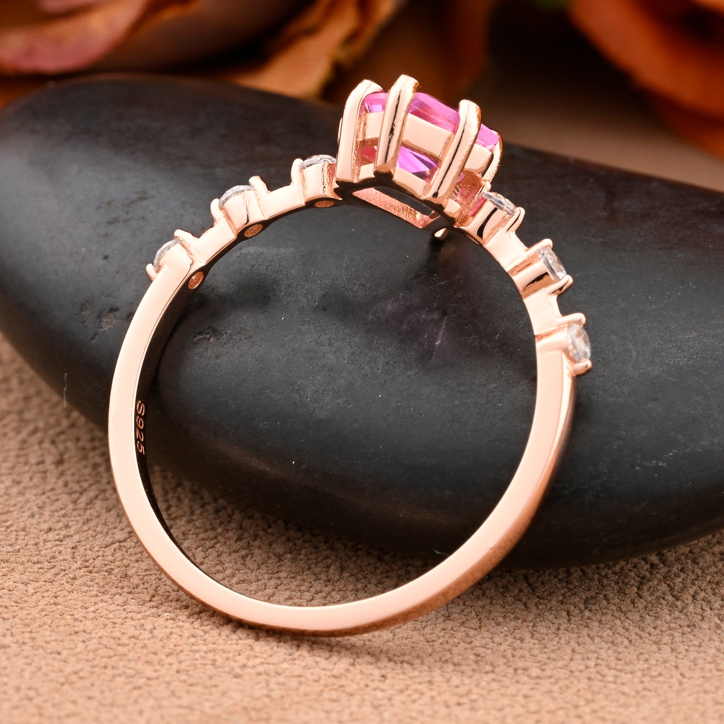 Vintage Kite Cut Pink Sapphire Engagement Ring 14k Rose Gold Ring Unique Wedding Bridal Promise Ring Gemstone Ring Women Anniversary Gift