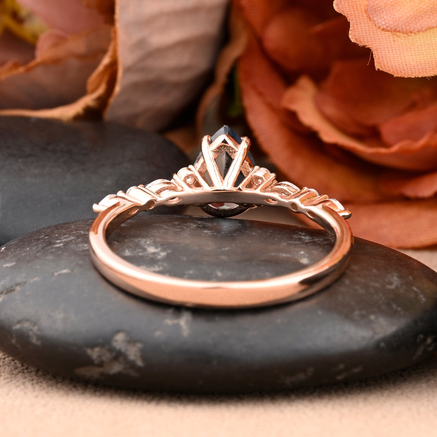 Natural Pure Aquamarine Engagement Ring Yellow Gold Pear Aquamarine Engagement Ring Hidden Halo Ring Women Solitaire Classic Promise Ring