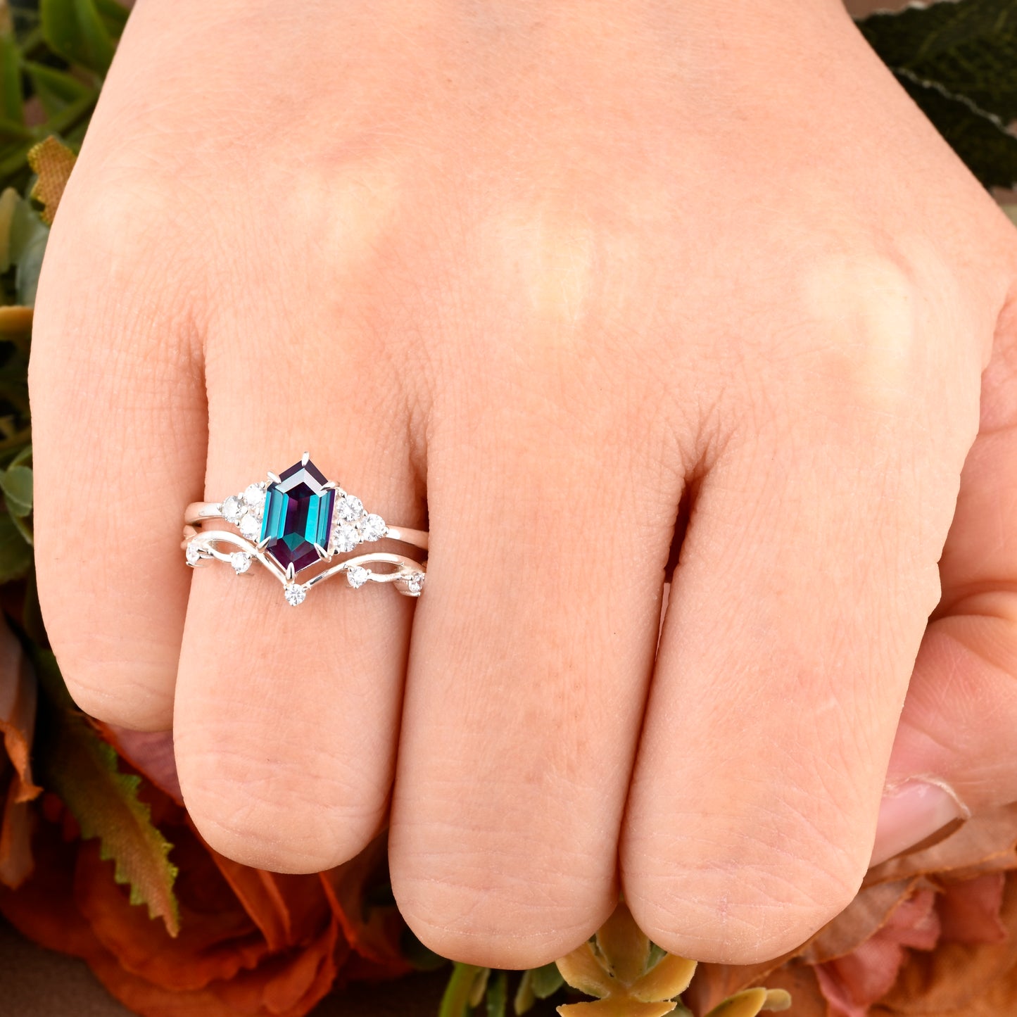 Bague de fiançailles vintage en forme de poire avec aigue-marine, ensemble de bagues de mariage uniques, cadeau d'anniversaire
