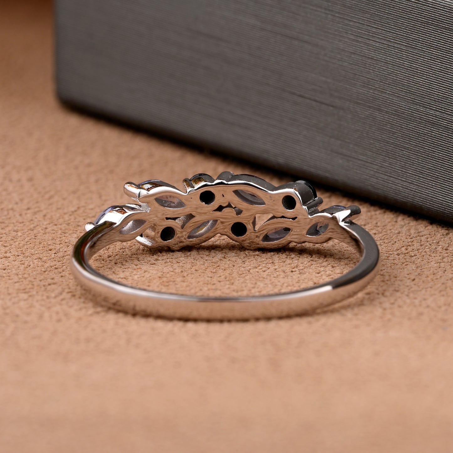 Unique Alexandrite Wedding Band Delicate Marquise Cut Alexandrite Gemstone Matching Band Vintage Black Onyx Stacking Promise Ring