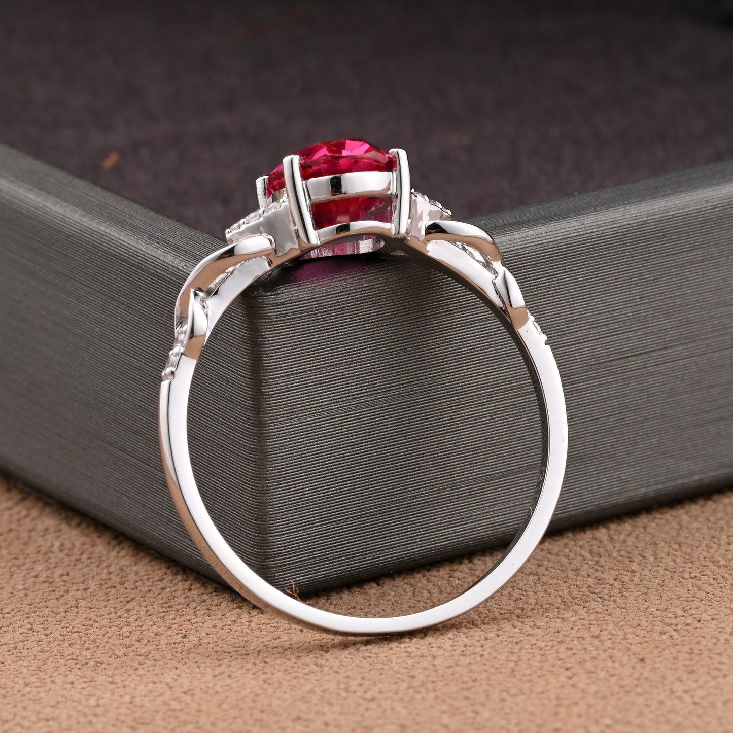 Oval Ruby Engagement Ring Vintage Sterling Silver Ring Women Moissanite Twisted Hollow Wedding Ring Bridal Promise Ring