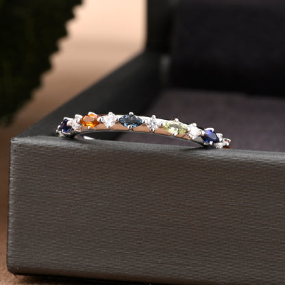 Unique Marquise wedding band Rose gold colorful wedding band women full eternity matching stacking ring Anniversary gift for her