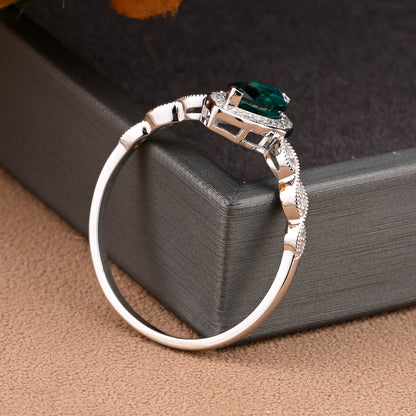 Marquise Emerald Engagement Ring Art Deco Emerald Wedding Ring Gemstone Bridal Ring 14k Gold Ring Unique Promise Anniversary Gift