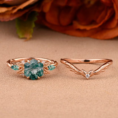 Bague de fiançailles vintage en forme de poire avec aigue-marine, ensemble de bagues de mariage uniques, cadeau d'anniversaire