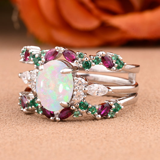 Bague de fiançailles vintage en forme de poire avec aigue-marine, ensemble de bagues de mariage uniques, cadeau d'anniversaire