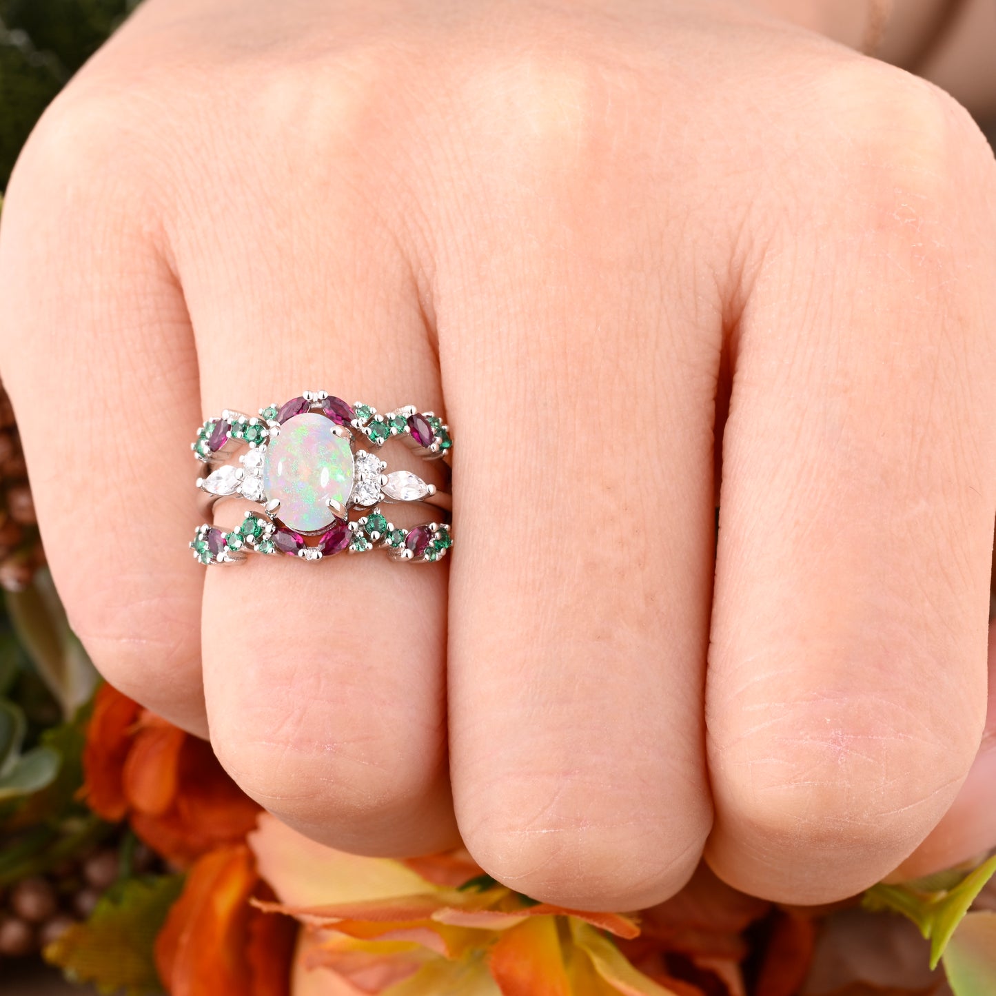 Bague de fiançailles vintage en forme de poire avec aigue-marine, ensemble de bagues de mariage uniques, cadeau d'anniversaire