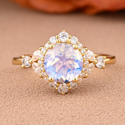 Bague de fiançailles vintage en forme de poire avec aigue-marine, ensemble de bagues de mariage uniques, cadeau d'anniversaire