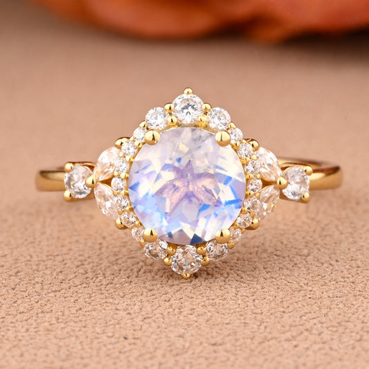 Vintage Birnenform Aquamarin Verlobungsring Set Unikat Versprechen Brautring Set Jubiläumsgeschenk