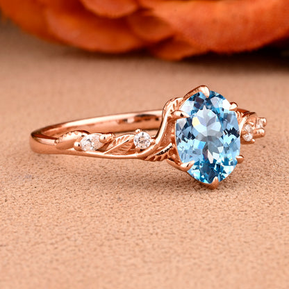Bague de fiançailles vintage en forme de poire avec aigue-marine, ensemble de bagues de mariage uniques, cadeau d'anniversaire