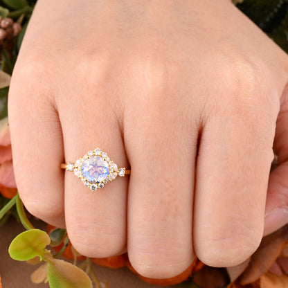Bague de fiançailles vintage en forme de poire avec aigue-marine, ensemble de bagues de mariage uniques, cadeau d'anniversaire