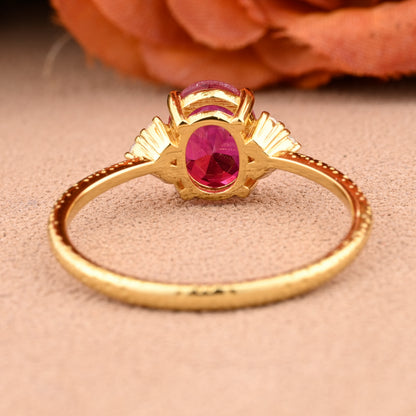 Bague de fiançailles vintage ovale en pierre de lune, bague de promesse unique en opale et moissanite
