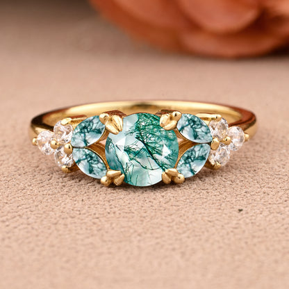 Bague de fiançailles vintage en forme de poire avec aigue-marine, ensemble de bagues de mariage uniques, cadeau d'anniversaire